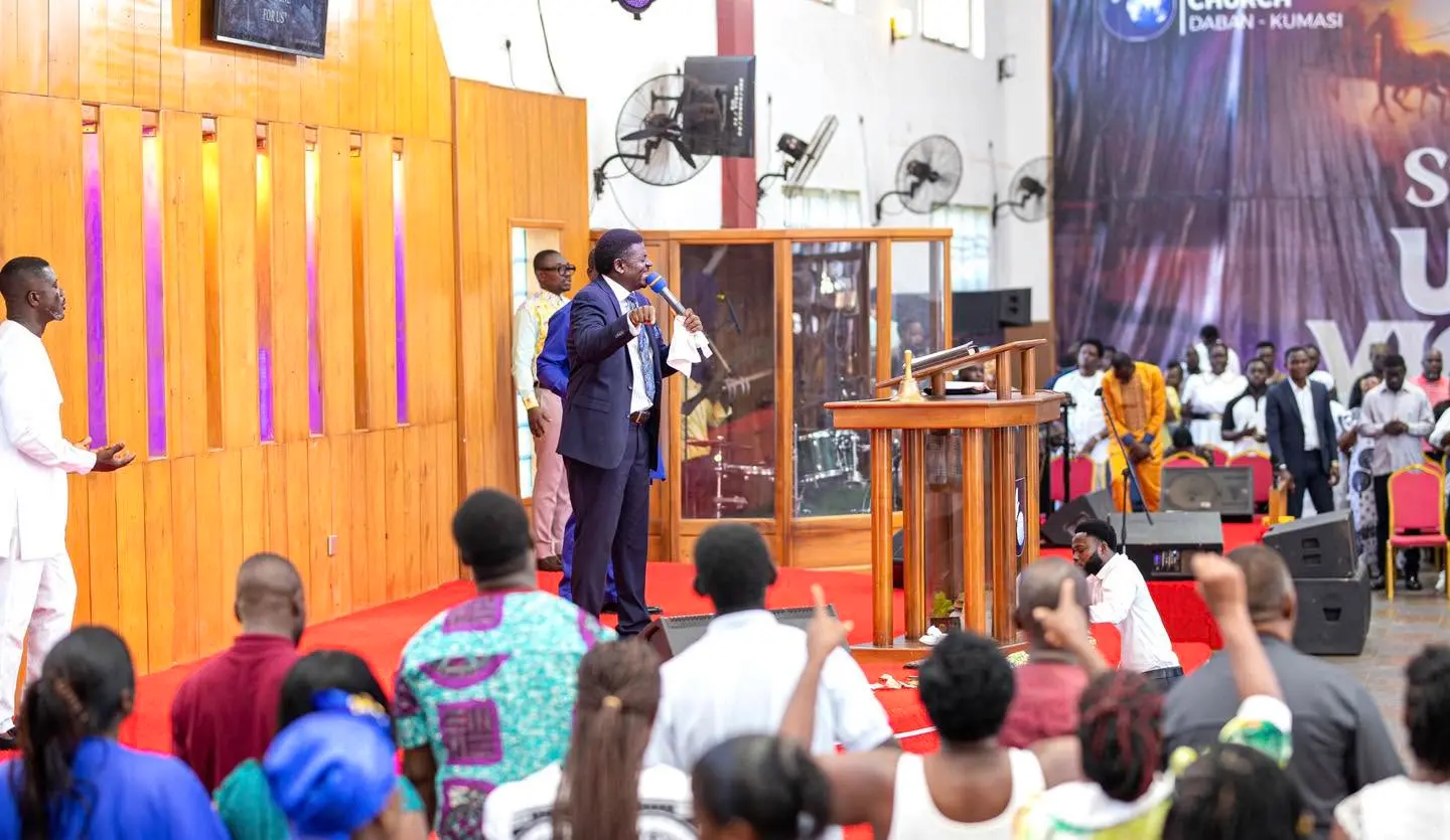 The congregation gathered in the sanctuary during a service