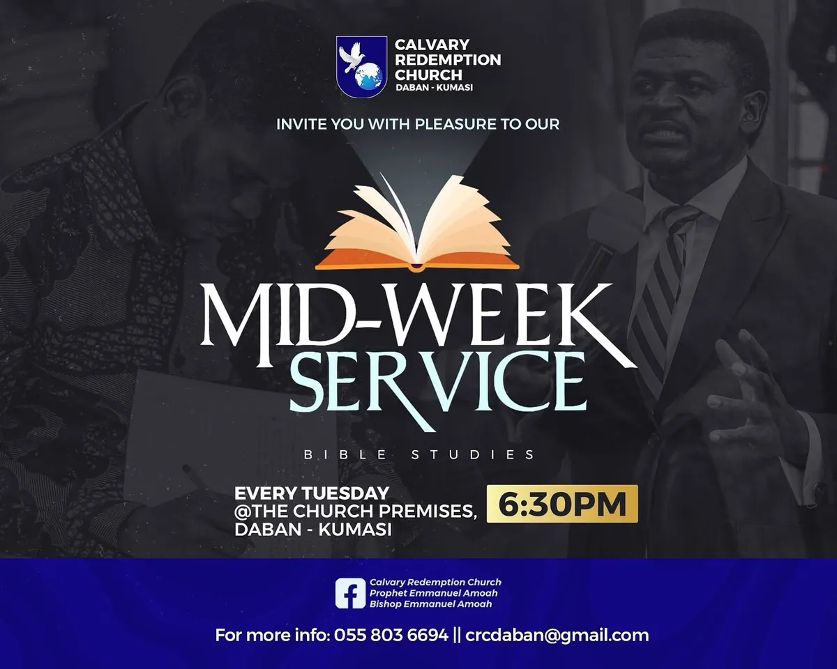 Mid-Week Service flyer, every Tuesday, 6:30 PM